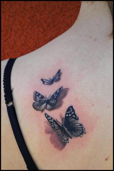 Shoulder Realistic Butterfly Tattoo by Divinity Tattoo