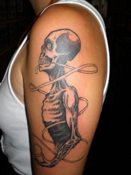 Shoulder Skeleton Tattoo by Sonic Tattoo