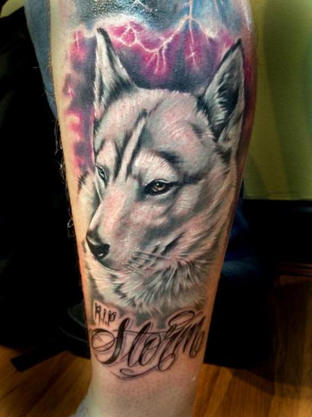 Arm Realistic Wolf Tattoo by Benjamin Laukis