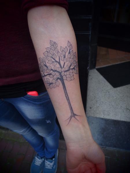 Arm Dotwork Tree Tattoo by Papanatos Tattoos