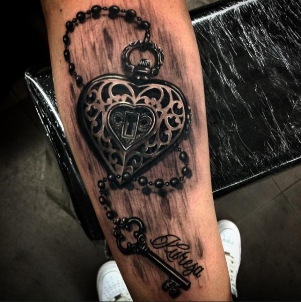 Heart Key Lock Tattoo by Drew Apicture