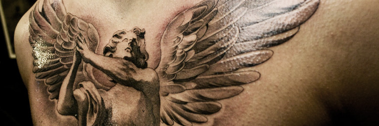 50 Beautiful Angel Tattoos For Men 2023 Devil Demon  Archangel