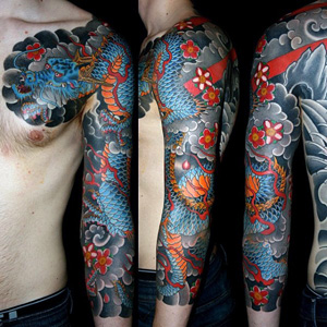 tatuaże niebieskie smoki