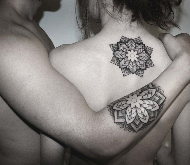 Couple tattoo: dotwork