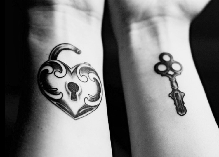 Couple tattoo: lock