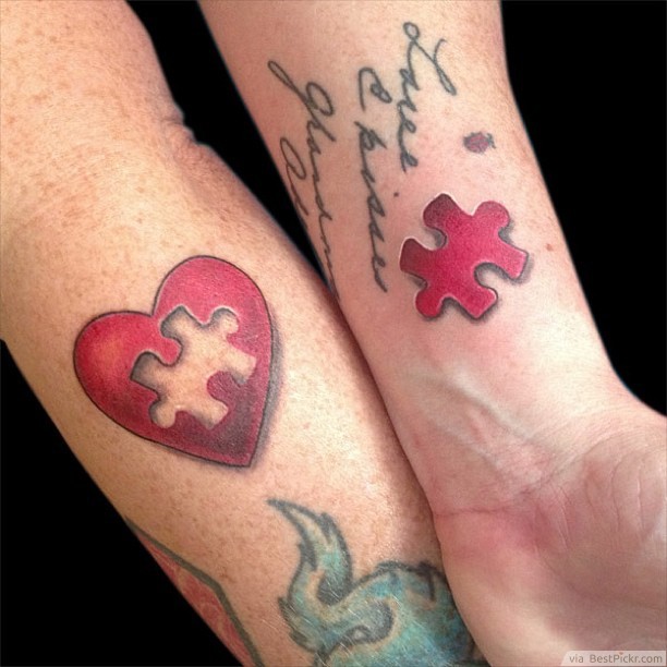 Couple tattoo: puzzle
