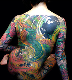 japoński tatuaż z feniksem