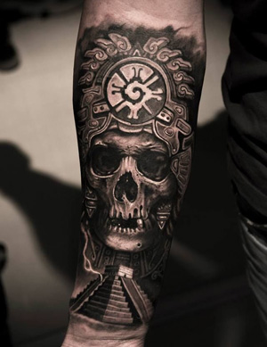 tatuaje de calavera maya