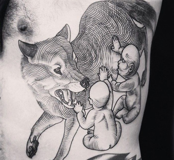 Tatuaż z Romulusem i Remusem
