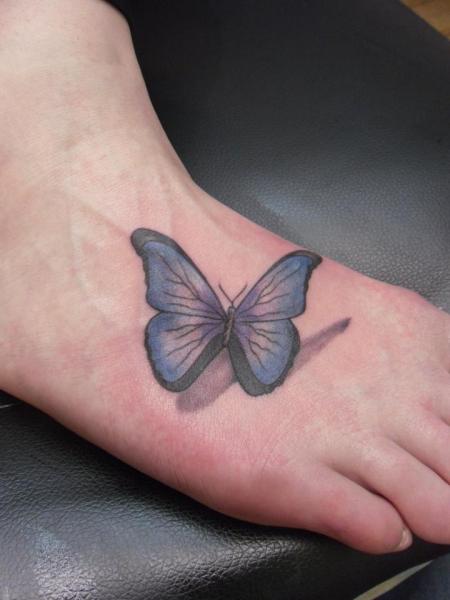Realistic Foot Butterfly Tattoo by Dezign Tattoo