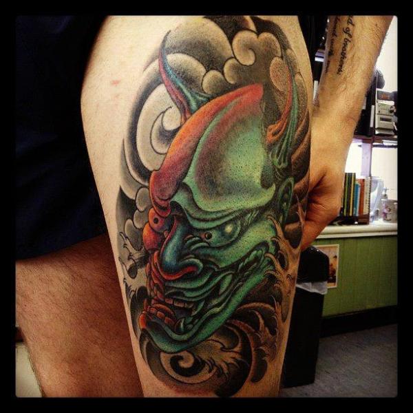 Tatuaggio Gamba Giapponesi Demoni di Dna Tattoo