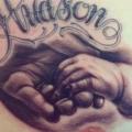 Chest Lettering Hand tattoo by Dragstrip Tattoos