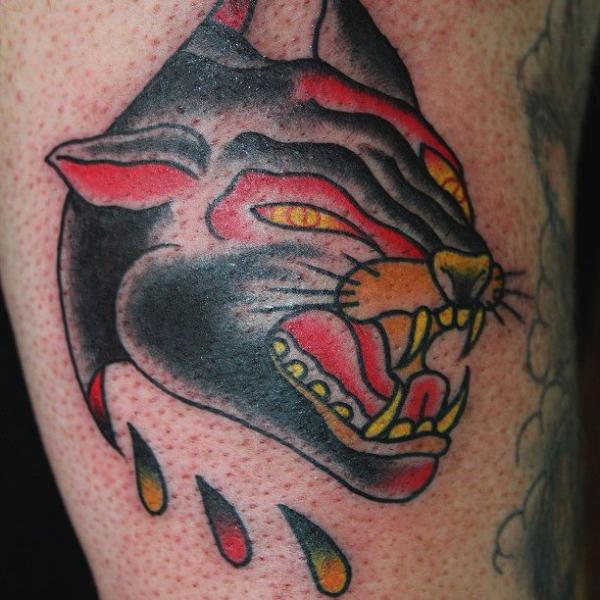 Old School Panther Tattoo by Dragstrip Tattoos