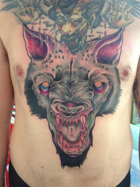 Wolf Belly Tattoo by Evolution Tattoo
