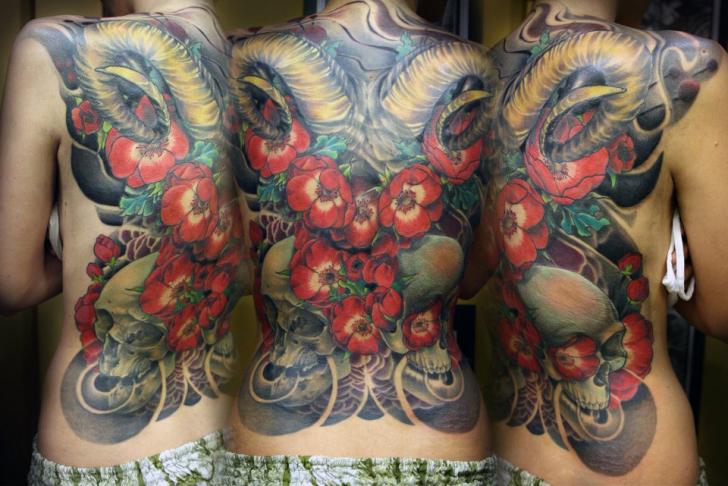 Flower Back Tattoo by Extreme Needle