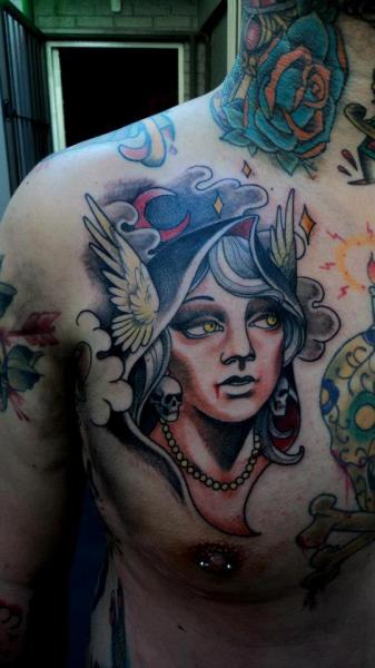 Chest Women Tattoo by Extreme Needle