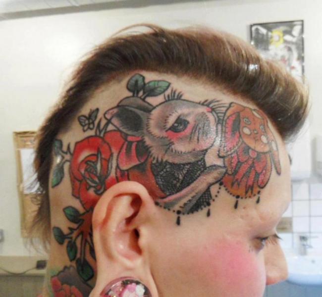 Old School Kopf Hase Tattoo von Extreme Needle