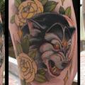 New School Leg Wolf tattoo by Extreme Needle