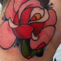 Old School Flower Neck tattoo by Extreme Needle