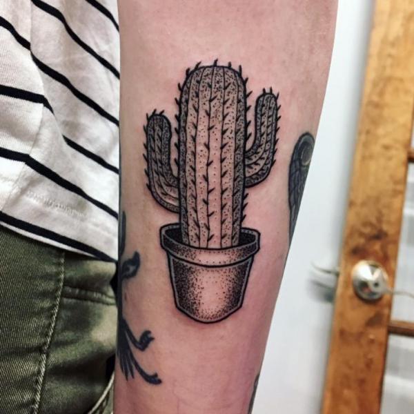 Arm Dotwork Cactus Tattoo by Adrenaline Vancity