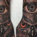 Arm Hand Eye Owl tattoo by Adrenaline Vancity