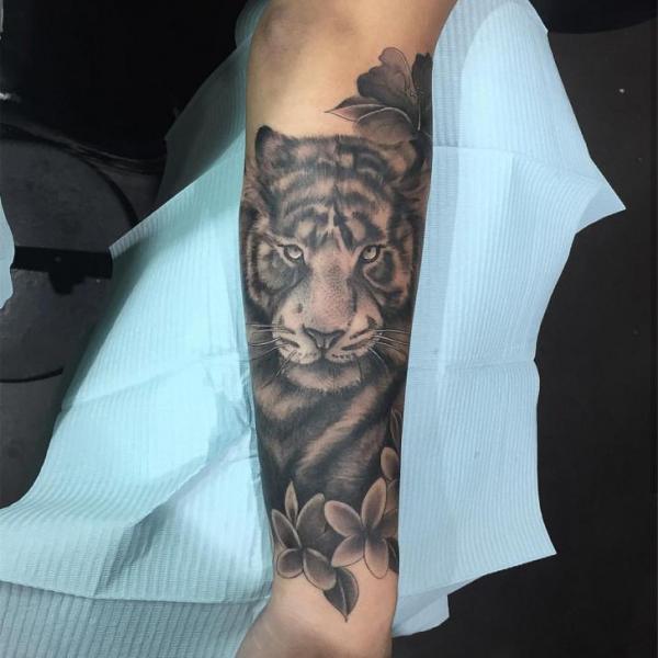 Arm Realistic Tiger Tattoo by Adrenaline Vancity