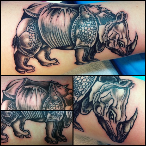 Tatuagem Braço Rinoceronte por Adrenaline Vancity