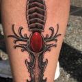 Waden Dolch tattoo von Adrenaline Vancity