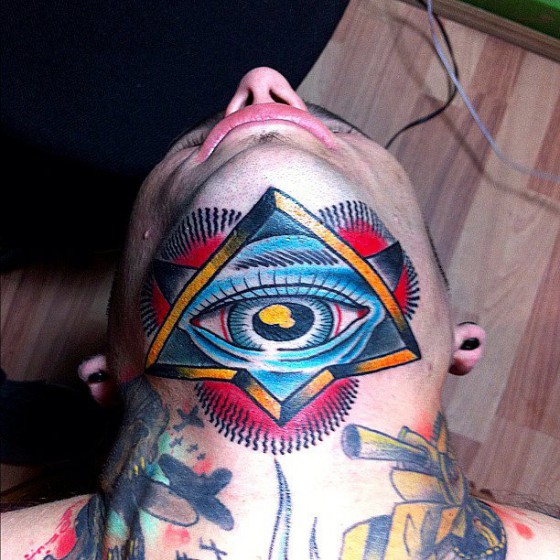 Old School Eye Chin Tattoo by Adrenaline Vancity