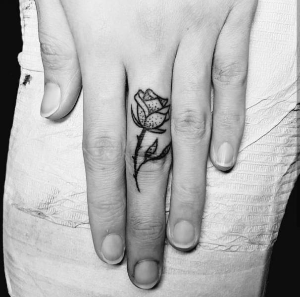 Finger Flower Tattoo by Adrenaline Vancity