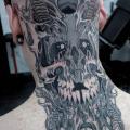 Totenkopf Rücken Kopf Nacken tattoo von Adrenaline Vancity