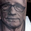 Portrait Realistic Martin Scorsese tattoo by Adrenaline Vancity