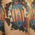 Old School Side Lamp Moths tattoo by Adrenaline Vancity