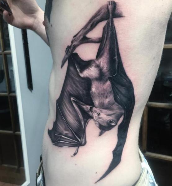 Realistic Side Bat Tattoo by Adrenaline Vancity