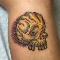 Leg Skull tattoo by Adrenaline Vancity