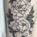 Flower Dotwork Thigh tattoo by Adrenaline Vancity