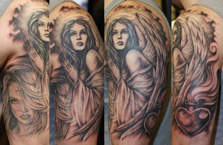 Tatuaggio Spalla Fantasy Angeli di Hammersmith Tattoo