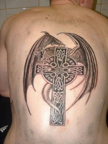 Back Dragon Crux Celtic Tattoo by Wrexham Ink