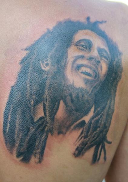 Portrait Realistic Back Bob Marley Tattoo by 46 and 2 Tattoo