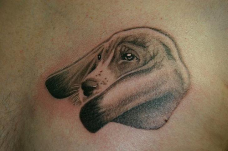 Realistic Dog Tattoo by 46 and 2 Tattoo