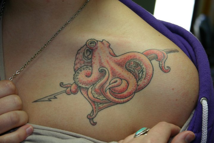 Shoulder Octopus Tattoo by 46 and 2 Tattoo