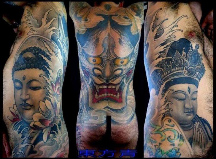 Side Japanese Buddha Back Demon Tattoo by Orient Soul