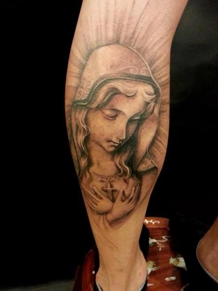 Leg Religious Madonna Tattoo by Orient Soul