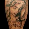 tatuaje Pierna Religioso Virgen por Orient Soul