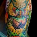 Arm New School Owl tattoo by Adam Barton