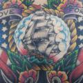 tatuaggio Petto Old School Ancora Usa di Aloha Monkey Tattoo