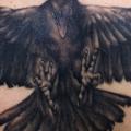 tatuaje Realista Cuervo Espalda por Apocalypse Tattoo