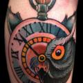 Arm Clock Old School Owl tattoo by Artwork Rebels