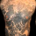 Chest Japanese Belly Wave tattoo by Artwork Rebels
