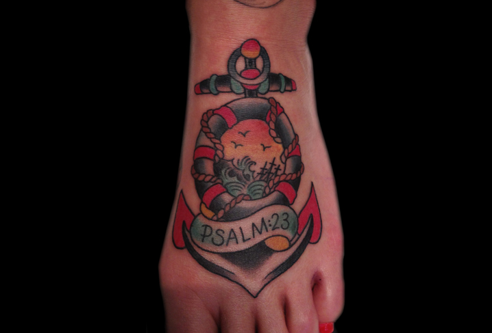 Tatouage Old School Pied Ancre par Artwork Rebels